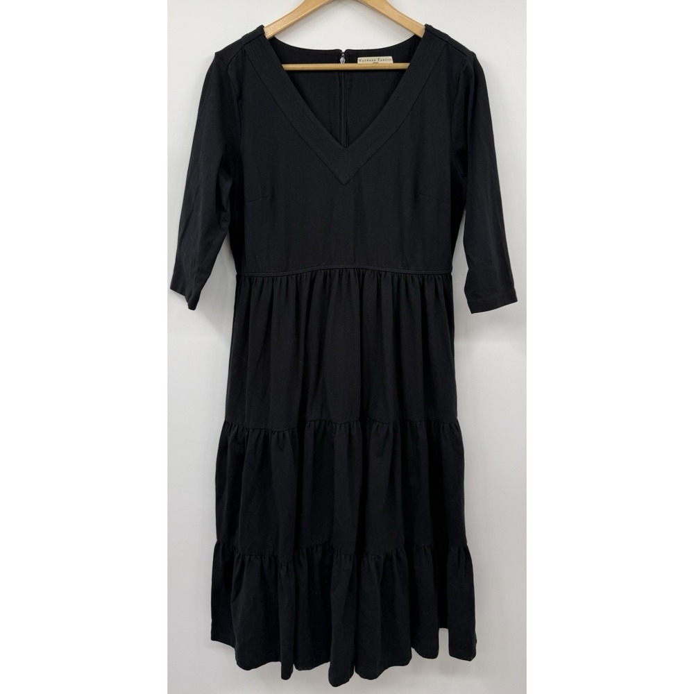 Eshakti Midi Dress VNeck Tiered Med Bohemian Minimalist Capsule Wayward Fancies